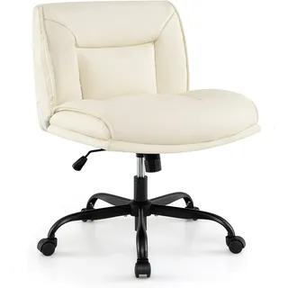Costway Schneidersitzstuhl Kunstleder Beige