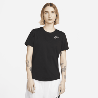 Nike Sportswear Club Essentials Damen-T-Shirt - Schwarz, L (EU 44-46)