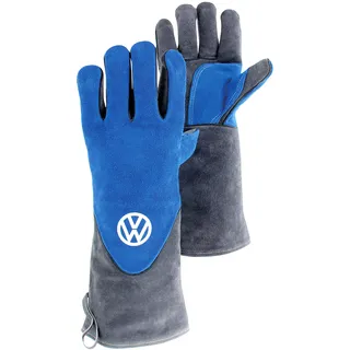 VW Collection - Volkswagen Grillhandschuhe-Ofen-Back-BBQ-Handschuhe, Schweißhandschuhe Hitzebeständig T1 Bus (Grau & Blau)