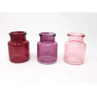 Sandra Rich GmbH Glas VASE Bottle Balanced. 3 kleine Flaschen ca 7,5 x 5,5 cm. Fuchsia - ROSA 1166-8-11