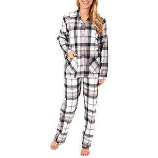 normann-wäschefabrik Flanell Pyjama kariert grau 52/54