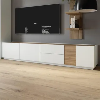Forte Lewisville TV-Lowboard 239,4 cm Grau Hellgrau/Eiche Holzwerkstoff