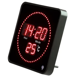 Lunartec Digitale Wanduhr: Flache LED-Funk-Tisch- und Wanduhr, Temperatur-Anzeige, rote LEDs (Digitale Uhr, Funkuhr Küche, Uhrwerk)