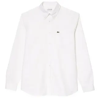 Lacoste Langarmhemd Hemd Langarmhemd mit Button-Down-Kragen und (1-tlg) weiß 40