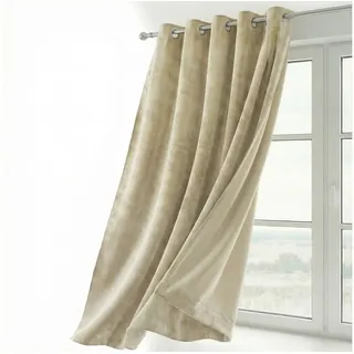 Beautex Verdunkelungsvorhang Samt Vorhang Ösen Gardine Velvet blickdicht abdunkelnd (1 St), Ösen, abdunkelnd, Velvet-Samt, blickdicht, Ösenaufhängung, pflegeleicht beige 140 cm x 245 cm