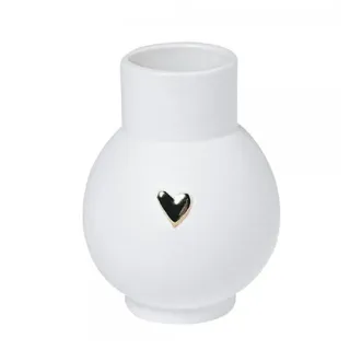 räder Mini-Kugelvase Herz Gold 9 cm Weiß