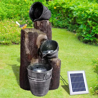 Solar Gartenbrunnen Brunnen Solarbrunnen Zierbrunnen Wasserfall Gartenleuchte Teichpumpe für Terrasse, Balkon, mit Pumpen, mit Liion-Akku (Solarbrunnen Pretty-Bird mit LED-Licht)