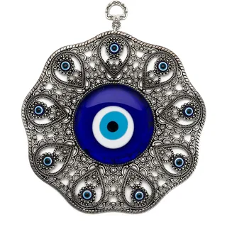 Remi Bijou Wanddeko Wandschmuck Deko - Böser Blick Nazar Boncuk Evil Eye - Rund - Schleife - Glücksbringer blaues Auge