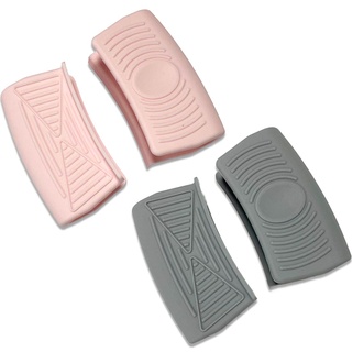 VBKITW 4 Stück Silikongriffe für Töpfe, Silikon Topflappen Griffhalter, Hitzebeständig Silikon Assist Griff, Topfgriff Hitzeschutz Klemmgriffen