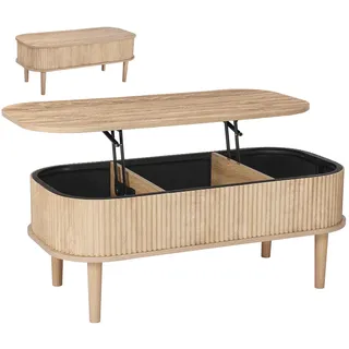 Vevor Couchtisch Höhenverstellbar Naturholz Eiche 100 x 48 x 41 cm