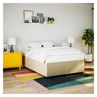furnicato Bettgestell Bett 200 x 140 cm in Creme mit stabilem Gestell (1-tlg), Schlafgelegenheit mit Lattenrost und atmungsaktivem Polyestergewebe weiß 140 cm x 200 cm x 46 cm