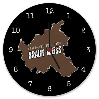 St. Pauli Wanduhr mit Spruch Hamburg ist braun-Weiss Perfekte braun-Weiss Deko für jeden Fußball-Fan Kiez-Feeling direkt von der Reeperbahn ideal für Fussballfans