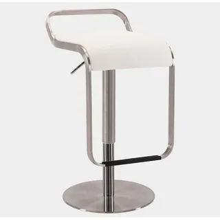 Küchen-Barhocker aus Edelstahl, höhenverstellbarer drehbarer Barhocker, Thekenhöhe, Nappa-Gürtel-Fußhocker, Sitzhöhe 53–78 cm, Bistro, Kücheninsel, Theke (Farbe: Weiß)