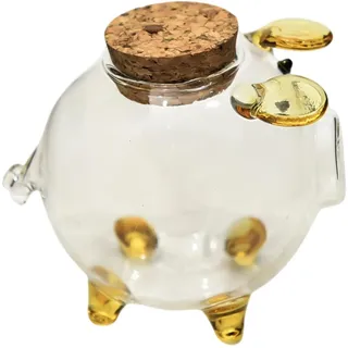 Fxzqgnh Sparschwein Aus Glas, Spardose, Glasgefäß, Tischdekoration, Kleines Geburtstagsgeschenk, Tierfigur, Flaschenspardose
