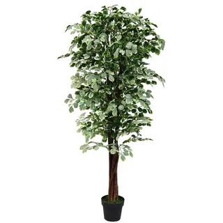 Decovego Ficus Benjamin Kunstbaum im Topf, mit Echtholz 180 cm