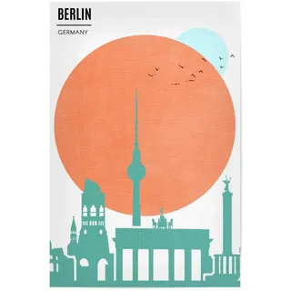 artboxONE Poster 60x40 cm Städte Berlin Sunrise hochwertiger Design Kunstdruck - Bild Sonnenaufgang Silhouette Sonne