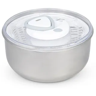 Zyliss Easy Spin 2 Salatschleuder, Fassungsvermögen 6L, Edelstahl, Weiß, Salattrockner inklusive Salatschüssel, Aquavent Technologie