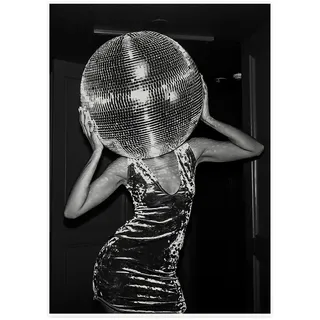 Poster für Zimmer Ästhetische 70er Jahre lustige Disco schwarz und weiß Leinwand Kunstdrucke Trendy Retro Party Wanddekoration Poster für Wohnzimmer Bar Wagen (40,6 x 61 cm ungerahmt schwarz)