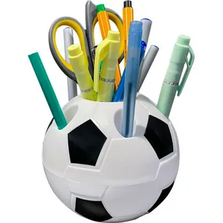 MAALEO Organizer Schreibtisch Stiftehalter (Spar-Set, 1 St., Fußball), Extra Steckplätze für Kugelschreiber oder Marker weiß