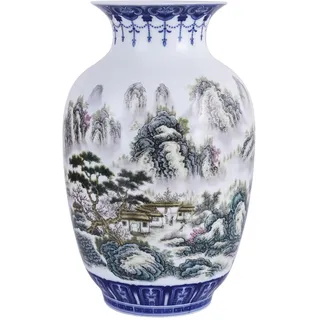 Handgefertigte Vasen aus blau-weißem Porzellan mit schlankem Körper – Traditionelles chinesisches Design aus dünner Wand-Kürbis-Winterporzellan mit breitem Mund, perfekt für die Wohnraumdekoration