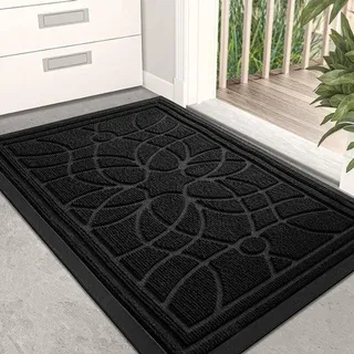 DigiRigi® Fußmatte für außen – rutschfest, Schmutzfangmatte 45 x 75 cm, waschbar & wetterfest, Eingangsmatte für Haus-, Balkon- und Terrasse... - Schwarz