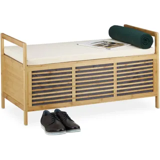 Relaxdays Sitzbank mit Stauraum Braun 50 x 93 x 48 cm