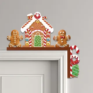 Drawelry 2025 Weihnachten Türrahmen Deko Ornament mit Weihnachtsmann Elch Schneemann Weihnachtsbaum Holz Basteln Statue Türdeko Herbst Türen Fenster Wände Dekoration Weihnachtsdeko Geschenke (C)