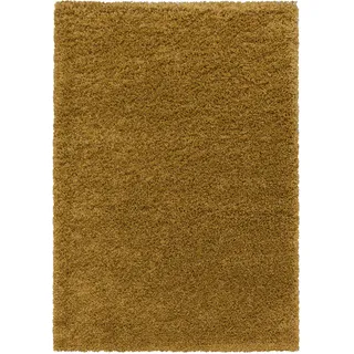 Teppium Moderner Hochflor Teppich Wohnzimmer 200x300 (200 x 290 cm) Goldfarbe - Shaggy Flauschiger Teppich, Extra Weich, Pflegeleicht und Einfarbig - für Schlafzimmer, Küche und Esszimmer