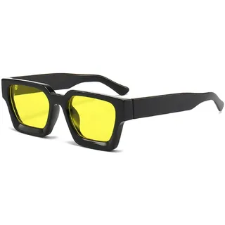 Vintage Rechteckige Sonnenbrille für Herren Damen-Retro Eckig Sonnenbrille Trendige Quadratischem Rahmen UV400 Schutz - M
