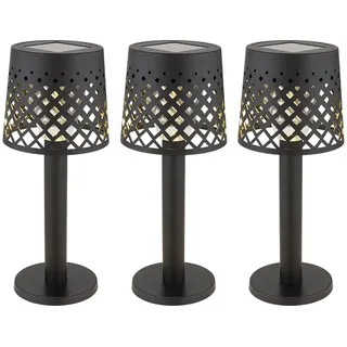 GLOBO Solarleuchte Kunststoff H 21,0 cm 3er Set schwarz