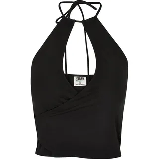 URBAN CLASSICS T-Shirt Damen Ladies Short-Wraped Neckholder Top (1-tlg) schwarz 5XL