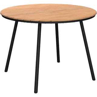 Ambia Garden Gartentisch, Schwarz, Teak, Holz, Metall, Akazie, rund, rund, 110x75x110 cm, ISO 9001, Bsci, FSC 100%, lichtecht, wetterfest, Gartenmöbel, Gartentische, Gartentische