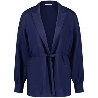Gerry Weber Damen Lässiger Leinenblazer mit Taillenband Langarm, Manschetten, mit Schlitz unifarben - 42