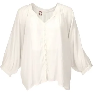 Guru-Shop Longbluse Luftige Boho Bluse, Oversize Hemdbluse,.. weiß