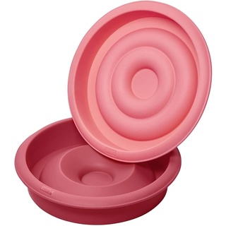 Lurch 85033 FlexiForm rund mit Herzfüllung 2teilig / Backform, Innenmaß 21 cm, aus 100% BPA-freiem Platin Silikon, rubinrot/watermelon