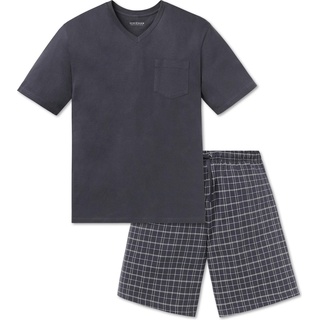 Schiesser, Herren, Pyjama, kurzer Pyjama Shorty Schlafanzug 100% Baumwolle auch in Übergrößen, Weiss, (60)