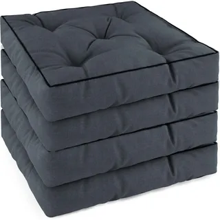 Aspero Sitzauflage 4 Stuhlkissen 45x45 cm Murcia, Gepolsterte Outdoor Auflage mit Steppung grau