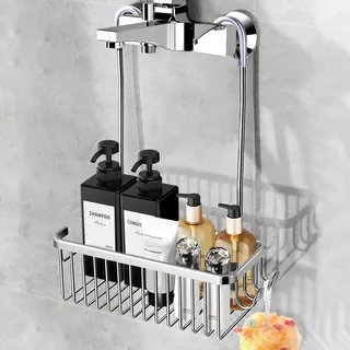 Anhow Duschablage zum Hängen, Duschablage Ohne Bohren Shampoo Duschkorb zum Hängen für Dusche Aufhängen Badezimmer Aufhängen - Silber