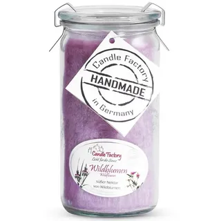 Landshop24 Duftkerze Candle-Factory Duftkerze aus Stearin im Weckglas Mini Jumbo (Duft: Wildblume), brennt bis zu 70h