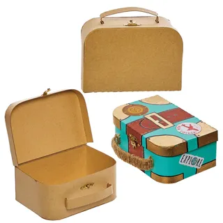 Baker Ross FN217 Karton Bastelbox Mini Koffer, 3er-Pack, Aufbewahrung, Schmuckbox, personalisierbar