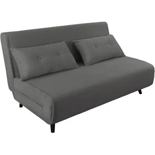Riess Ambiente Retro Schlafsessel SMART Multifunction - 140cm - grau - Cord Sessel mit Bettfunktion Klappsessel inkl. Kissen