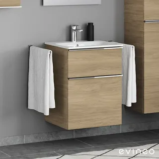 Evineo ineo4 Unterschrank B: 54 cm, 2 Auszüge, mit Griff, für Geberit Renova Plan Slim Waschtisch,, BE0224OA,
