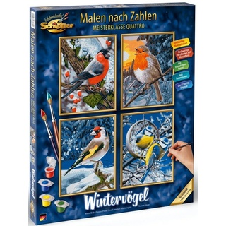 Schipper Malen nach Zahlen Master Quattro 4x18/24cm Wintervögel 609340661