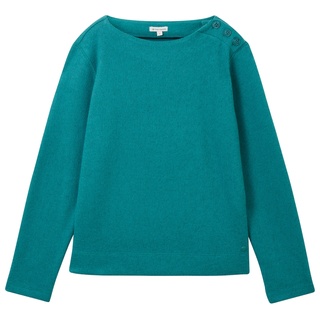 TOM TAILOR Damen Sweatshirt mit Rippstruktur, grün, Melange Optik, Gr. XS
