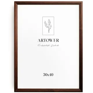 Artower® Bilderrahmen Vintage Braun Holz Rahmen für 30 x 40 cm | Posterrahmen Groß für Collage | Picture Frame Vintage Brown Wood 30x40 cm | Retro Schmal Bilderrahmen | Braun Poster Rahmen