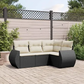 Festnight Gartenlounge mit Stauraum Balkonmöbel Klein Balkon Lounge Rattan Sofa Ecklounge Garten Lounge Sofa Outdoor Sitzecke Balkon Loungemöbel Gartensofa Ecksofa Rattansofa