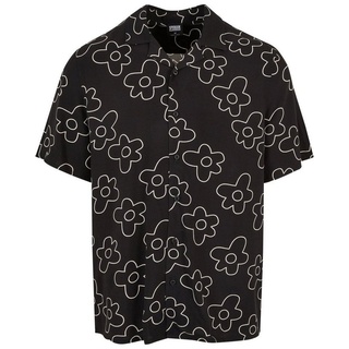 URBAN CLASSICS Langarmhemd Urban Classics Herren Viscose AOP Resort Shirt (1-tlg) schwarz M