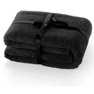 Wohndecke Decke Microfaser Wohndecke Tagesdecke Fleece, DecoKing, weich sanft kuschelig skandinavischer Stil schwarz 70 cm x 150 cm