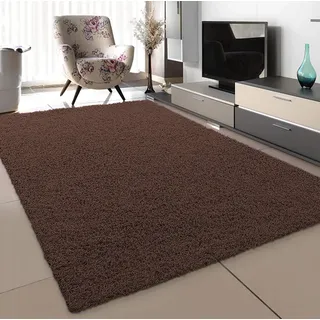 SANAT Teppich Wohnzimmer - Dunkelbraun Hochflor Langflor Teppiche Modern, Größe: 200x290 cm