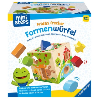 Ravensburger ministeps 4581 Fridas frecher Formen-Würfel Klassisches Formensortierspiel aus Holz Baby-Spielzeug ab 1 Jahr